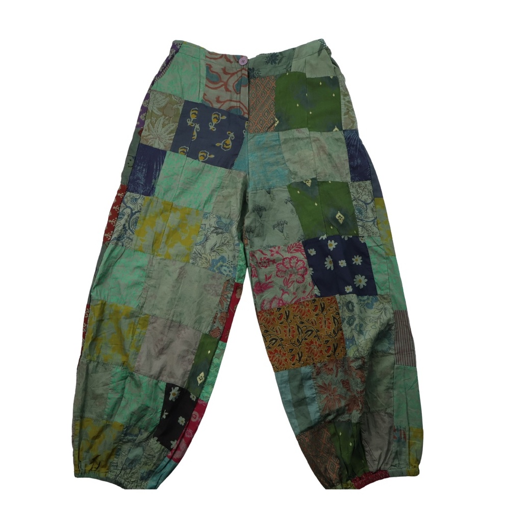 Earthbound Patchwork Balloon Pants Boho Elastic W… - image 1